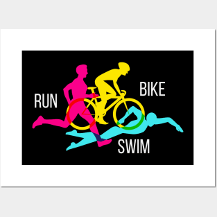 Swim Bike Run Triathlon Sport Athlete Marathon Posters and Art